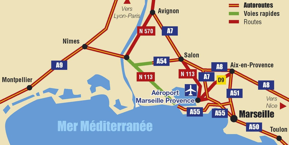 mapu Marseille diaľnici