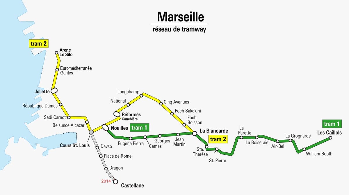 mapu Marseille električky