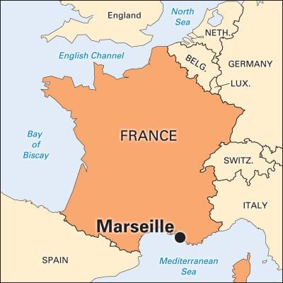 kde je Marseille vo francúzsku mapu