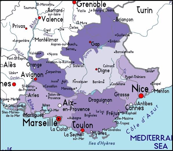 mapu Marseille kraj