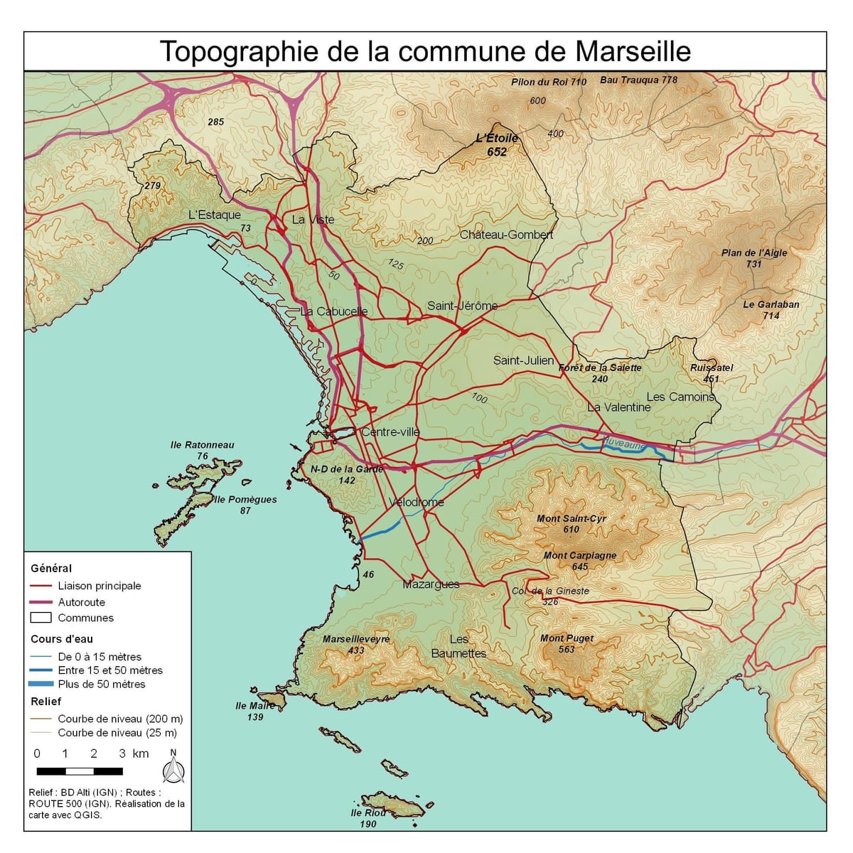 topografické mapy Marseille